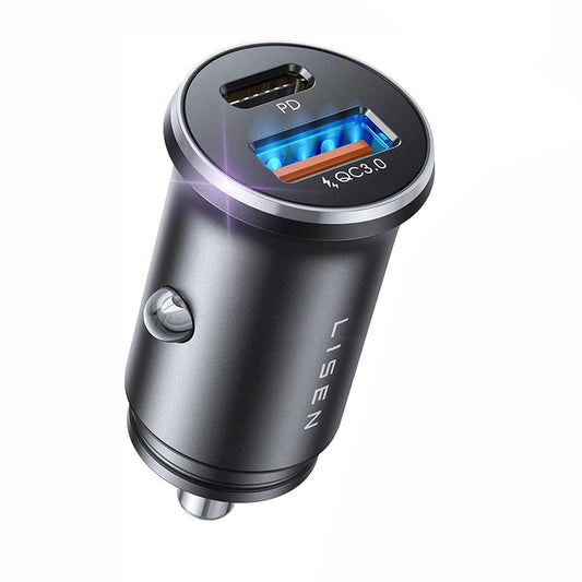 Lisen Auto-Ladegerät, 36W, 3A, 1 x USB-A - 1 x USB-C, Schwarz YL0223090002