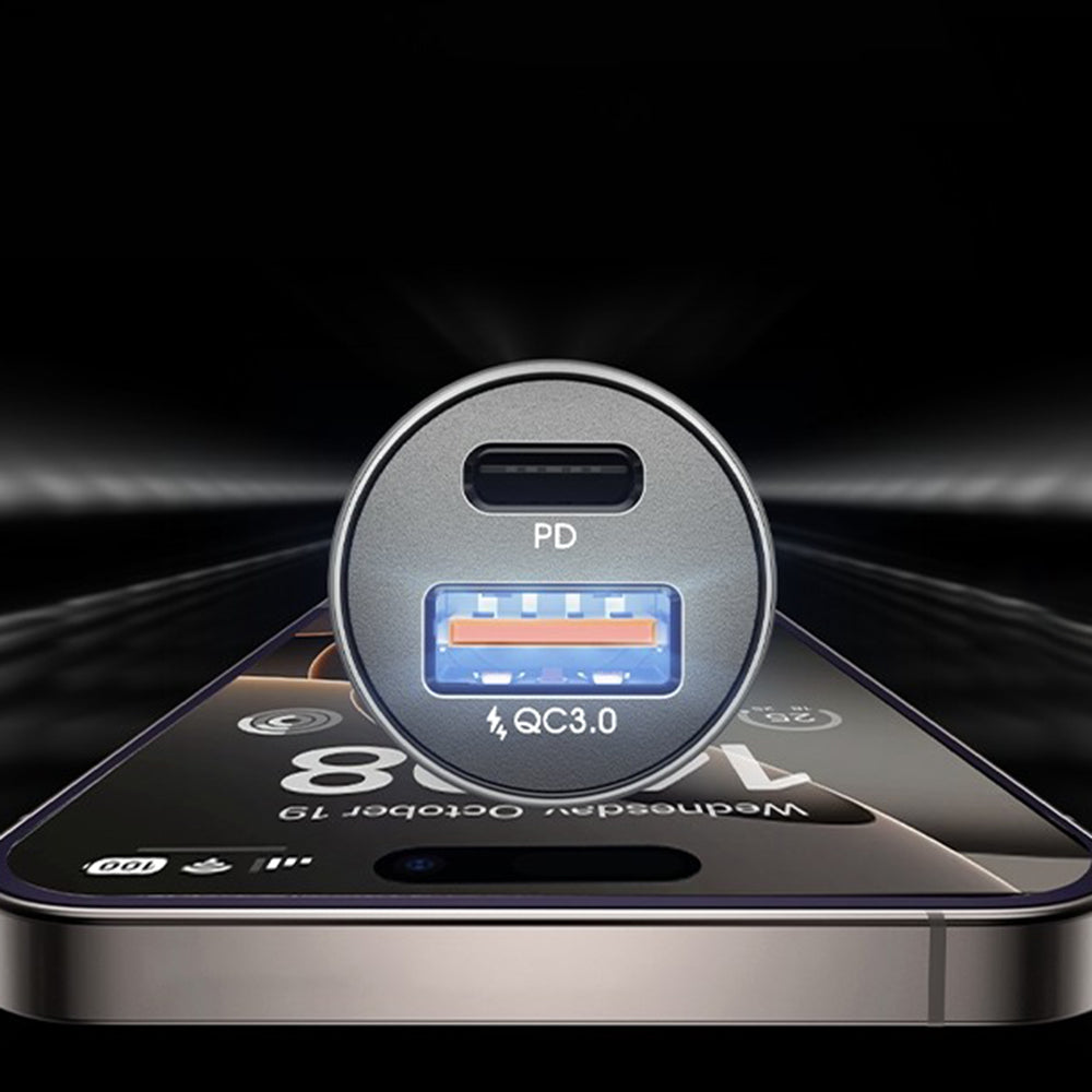 Auto-oplader Lisen, 36W, 3A, 1 x USB-A - 1 x USB-C, Set van 2 stuks, Zwart YL0223080038