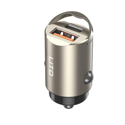 Auto-Ladegerät Lito IN-C03, 30W, 3A, 1 x USB-A - 1 x USB-C, Grau
