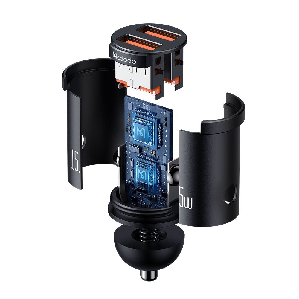 Chargeur de voiture McDodo CC-2950 Cool, 15.5W, 3.1A, 2 x USB-A, Noir