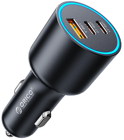 Orico HyperDrive Autolader, 165W, 5A, 1 x USB-A - 2 x USB-C, Zwart