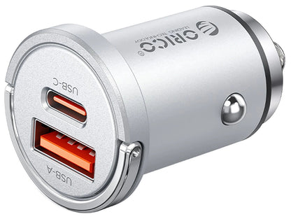 Orico MiniRing Pro Auto-Ladegerät, 45W, 3A, 1 x USB-A - 1 x USB-C, Silber
