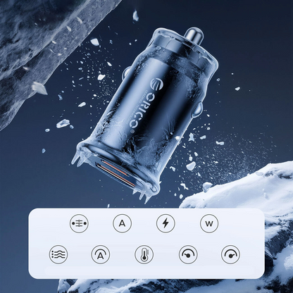 Chargeur Auto Orico PowerMini, 30W, 3A, 1 x USB-A - 1 x USB-C, Noir