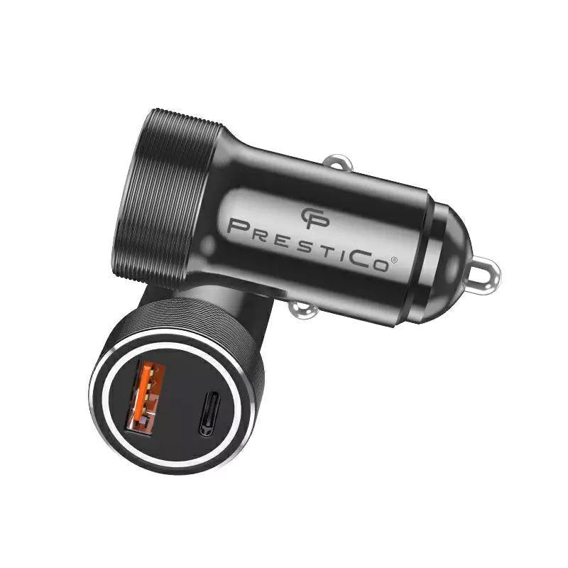Auto-Ladegerät Prestico K2A, 20W, 3A, 1 x USB-A - 1 x USB-C, Schwarz