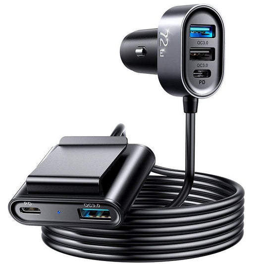 Chargeur de voiture Joyroom JR-CL05, 72W, 3A, 2 x USB-C - 3 x USB-A, Noir