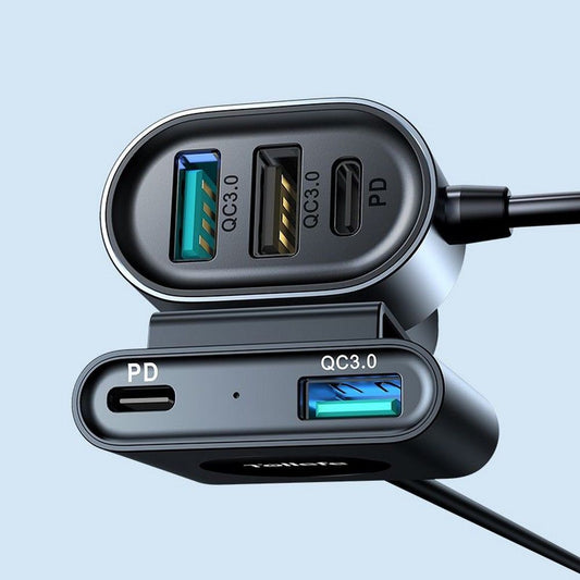 Auto-oplader Joyroom JR-CL05, 72W, 3A, 2 x USB-C - 3 x USB-A, Zwart