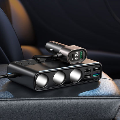 Chargeur de voiture Joyroom JR-CL06, 154W, 3A, 1 x USB-C - 4 x Extension allume-cigare - 4 x USB-A, Noir JYR058BLK JYR058BLK