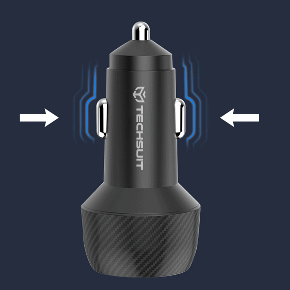 Auto-Ladegerät Techsuit C7 CarbonVolt, 48W, 3A, 1 x USB-A - 1 x USB-C, Schwarz