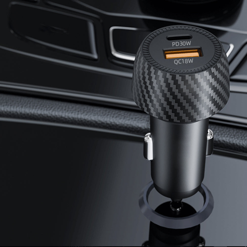 Auto-Ladegerät Techsuit C7 CarbonVolt, 48W, 3A, 1 x USB-A - 1 x USB-C, Schwarz