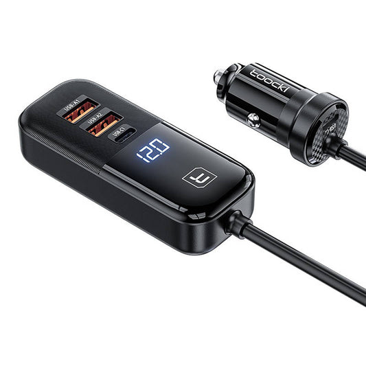 Chargeur de voiture Toocki 2A+2C, 120W, 3A, 2 x USB-A - 2 x USB-C, Noir TCC2C2C2AXJ01 