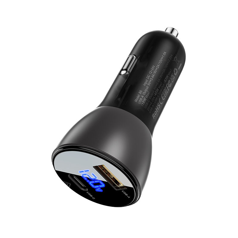 Chargeur Auto Acefast B6, 63W, 3.6A, 1 x USB-A - 1 x USB-C, Noir