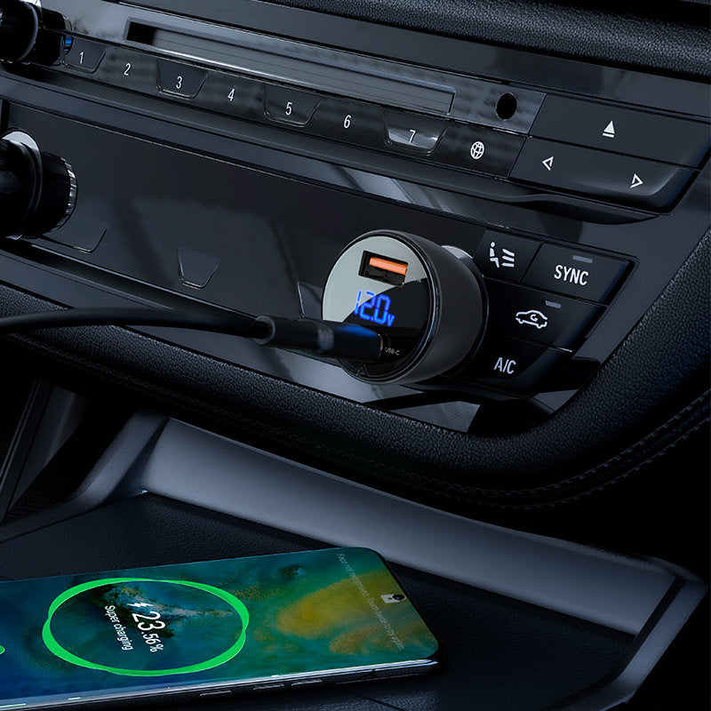 Chargeur Auto Acefast B6, 63W, 3.6A, 1 x USB-A - 1 x USB-C, Noir