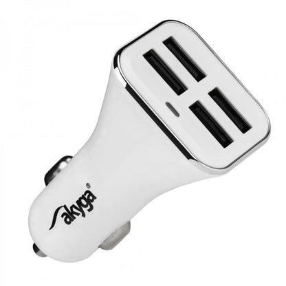 Auto-oplader Akyga AK-CH-09, 10W, 2A, 4 x USB-A, Wit