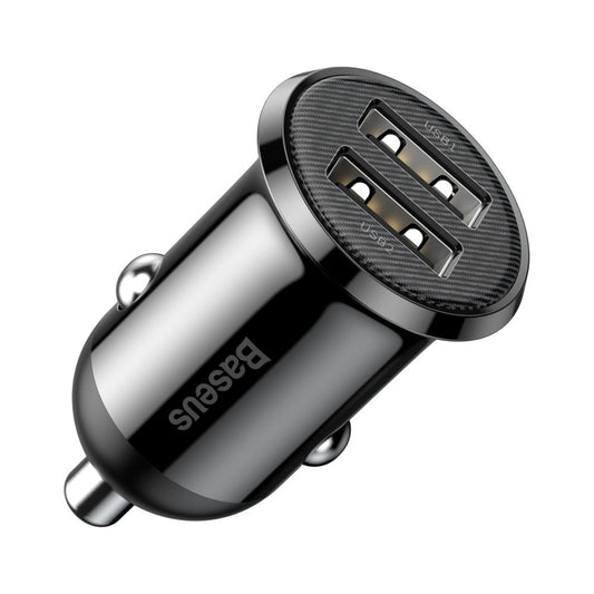 Chargeur de voiture Baseus Grain Pro, 24W, 2.4A, 2 x USB-A, Noir CCALLP-01