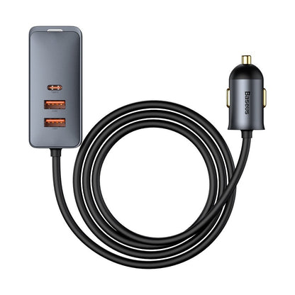 Baseus Share Together Autolader, 120W, 3A, 3 x USB-A - 1 x USB-C, Grijs CCBT-B0G