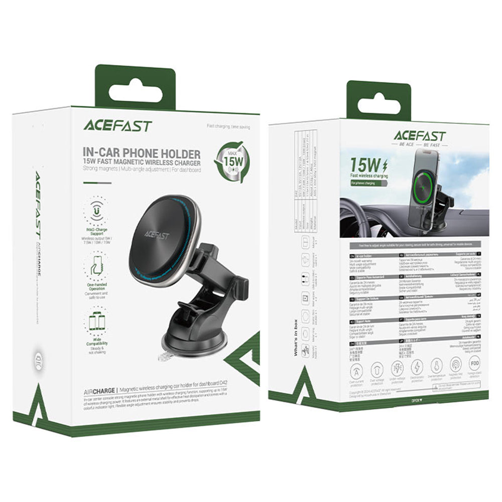 Kfz-Wireless-Ladegerät Acefast D42, 15W, 1.67A, Silber