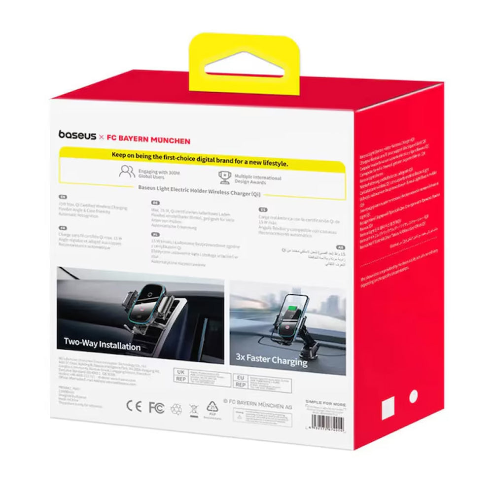 Chargeur Auto Sans Fil Baseus Light, 15W, 1.67A, Gris C40344000113-Z1