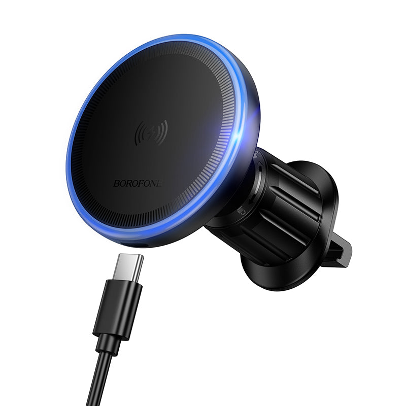 Borofone BH224 Flash Wireless Car Charger, 15W, 1.67A, Black