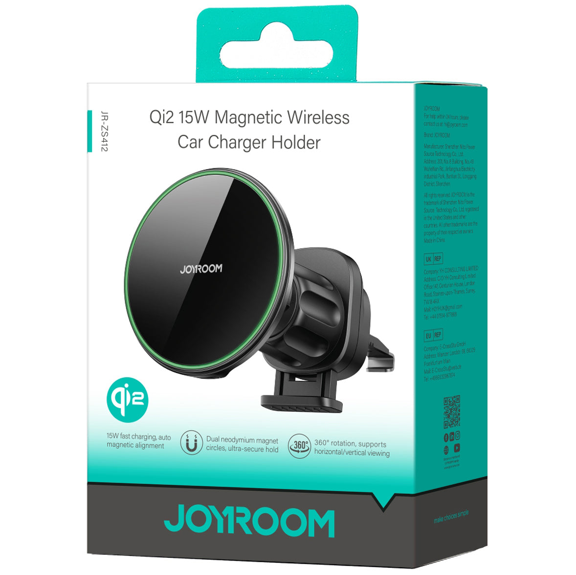 Kfz-Wireless-Ladegerät Joyroom JR-ZS412, 15W, 1.67A, Schwarz