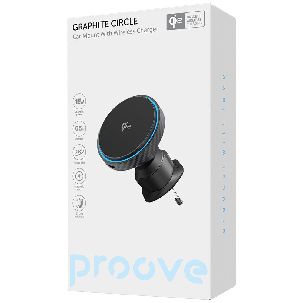 Auto Wireless-Ladegerät Proove Graphite Circle, 15W, 1.67A, Schwarz WHGC15010001