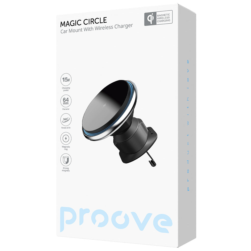 Draadloze Auto Oplader Proove Magic Circle, 15W, 1.67A, Zilver WHMC15020006