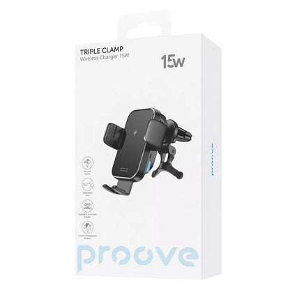 Auto Wireless Ladegerät Proove Triple Clamp, 15W, 1.67A, Schwarz WHTC15010001