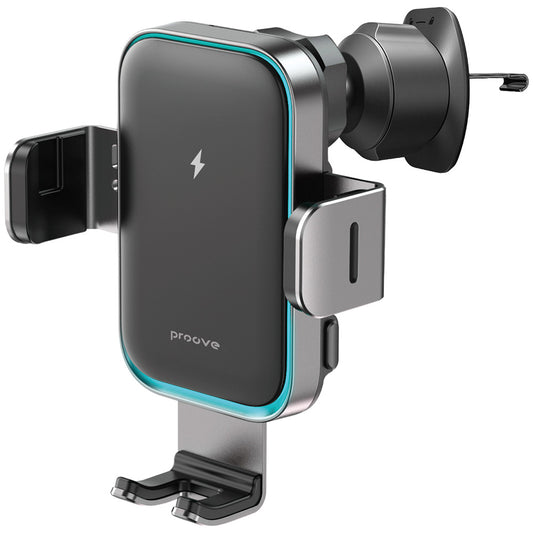 Chargeur Auto Sans Fil Proove Triple Clamp Pro, 15W, 1.67A, Gris WHTP15010004
