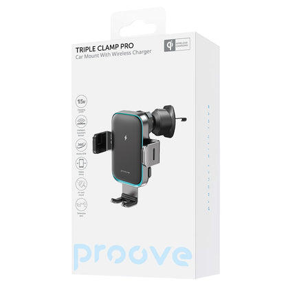 Auto Wireless Ladegerät Proove Triple Clamp Pro, 15W, 1.67A, Grau WHTP15010004