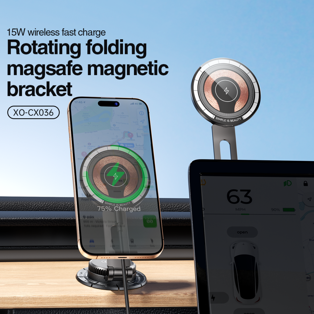 Draadloze Auto Oplader XO Design CX036, 15W, 1.67A, Zwart