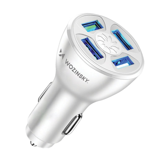 Chargeur de voiture WZK WCCAW, 50W, 3A, 4 x USB-A, blanc 