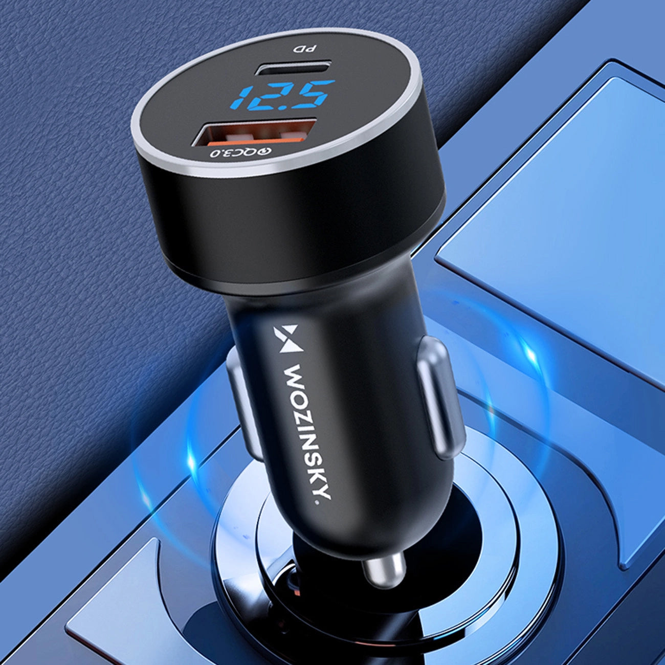 Autolader WZK WDCCAC, 36W, 3A, 1 x USB-A - 1 x USB-C, Zwart 