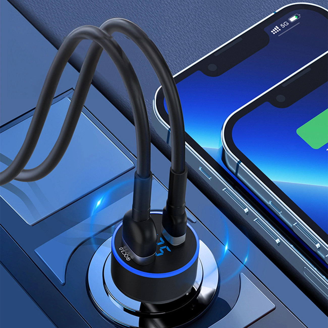 Autolader WZK WDCCAC, 36W, 3A, 1 x USB-A - 1 x USB-C, Zwart 