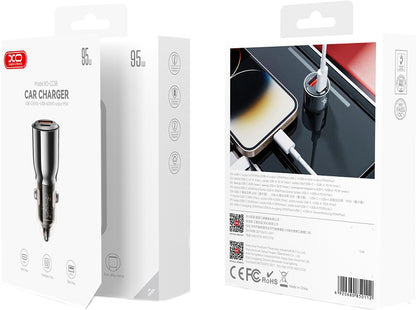 Auto-Ladegerät XO Design CC58, 95W, 3.25A, 1 x USB-A - 1 x USB-C, Schwarz