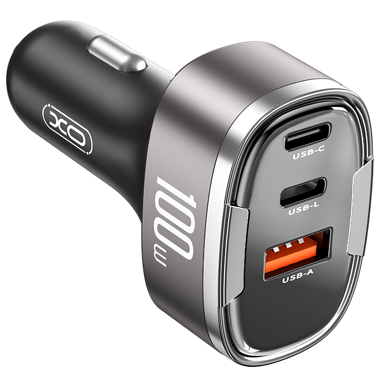 Auto-Ladegerät XO Design CC61, 100W, 3A, 1 x Lightning - 1 x USB-A - 1 x USB-C, Grau
