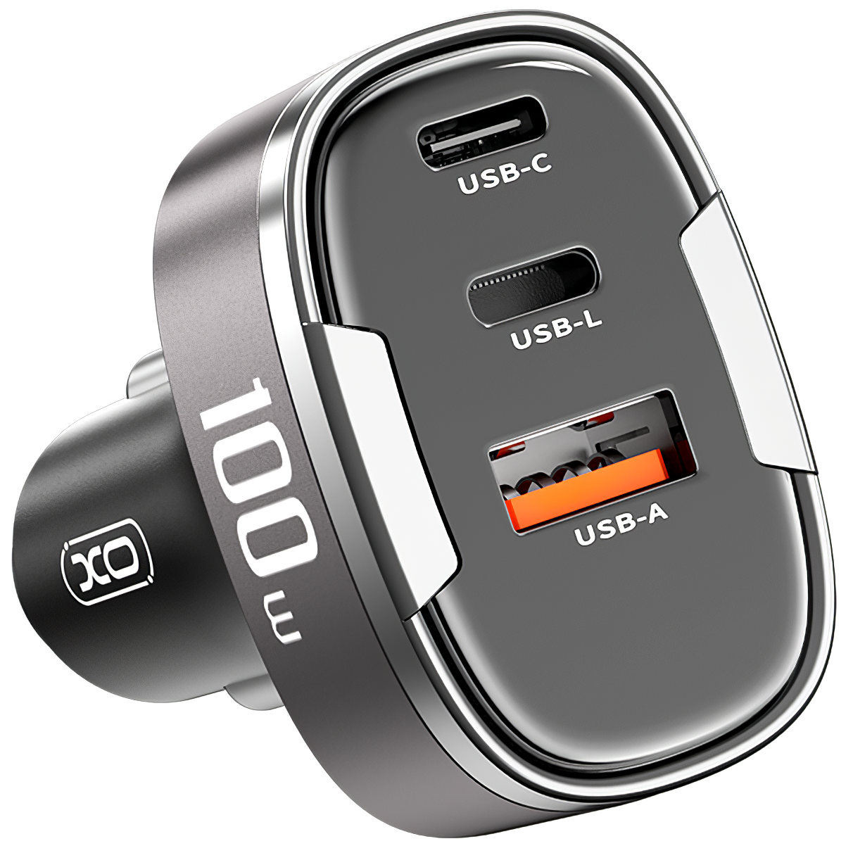 Auto-Ladegerät XO Design CC61, 100W, 3A, 1 x Lightning - 1 x USB-A - 1 x USB-C, Grau