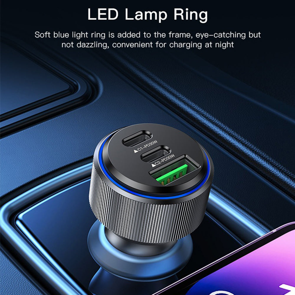 Auto-Ladegerät Yesido Y50, 60W, 3A, 1 x USB-A - 2 x USB-C, Schwarz