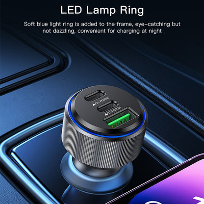 Auto-Ladegerät Yesido Y50, 60W, 3A, 1 x USB-A - 2 x USB-C, Schwarz