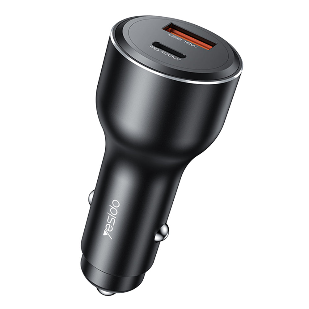 Auto-Ladegerät Yesido Y65, 100W, 5A, 1 x USB-A - 1 x USB-C, Schwarz