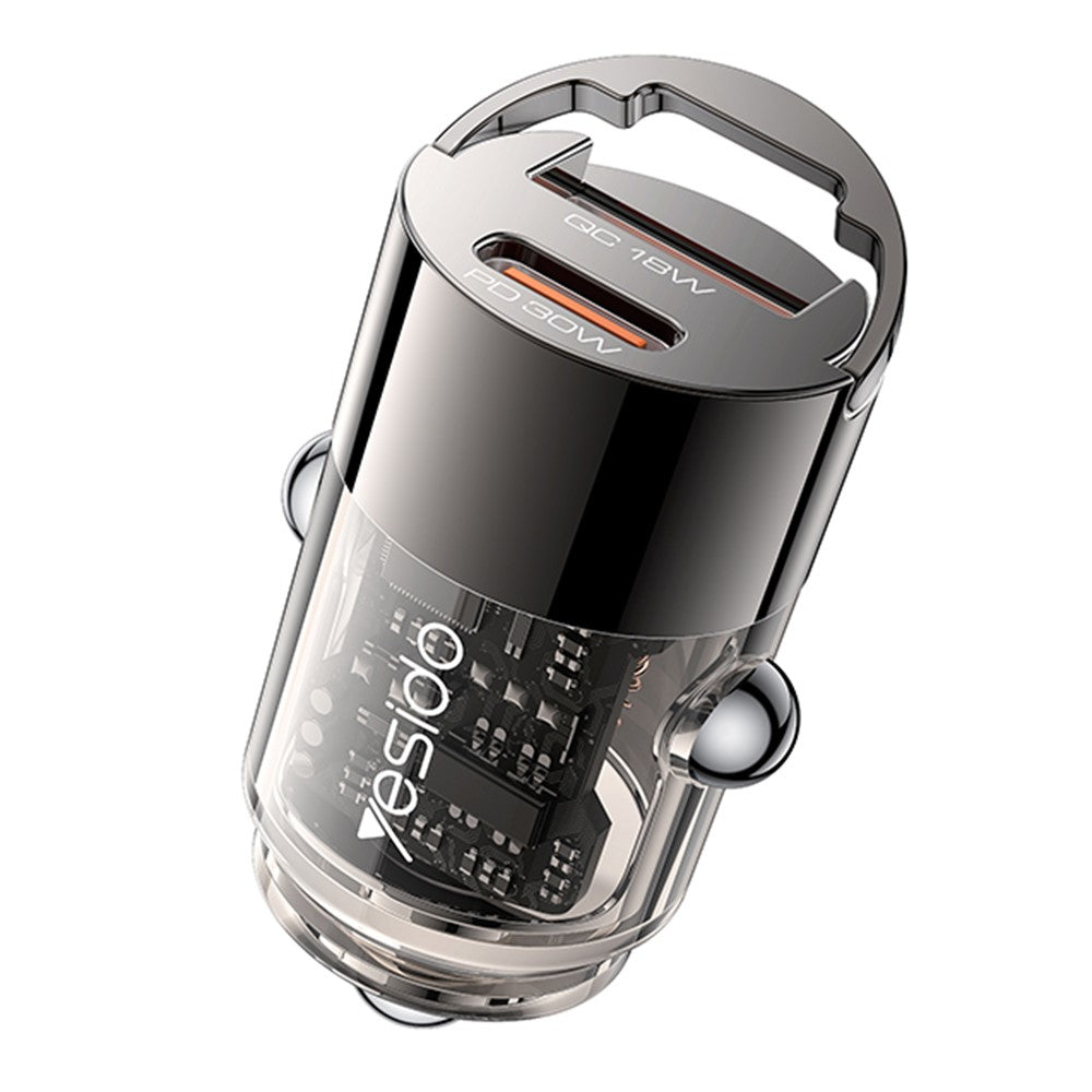 Auto-Ladegerät Yesido Y68, 30W, 3A, 1 x USB-A - 1 x USB-C, Schwarz