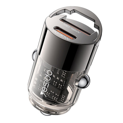 Auto-Ladegerät Yesido Y68, 30W, 3A, 1 x USB-A - 1 x USB-C, Schwarz