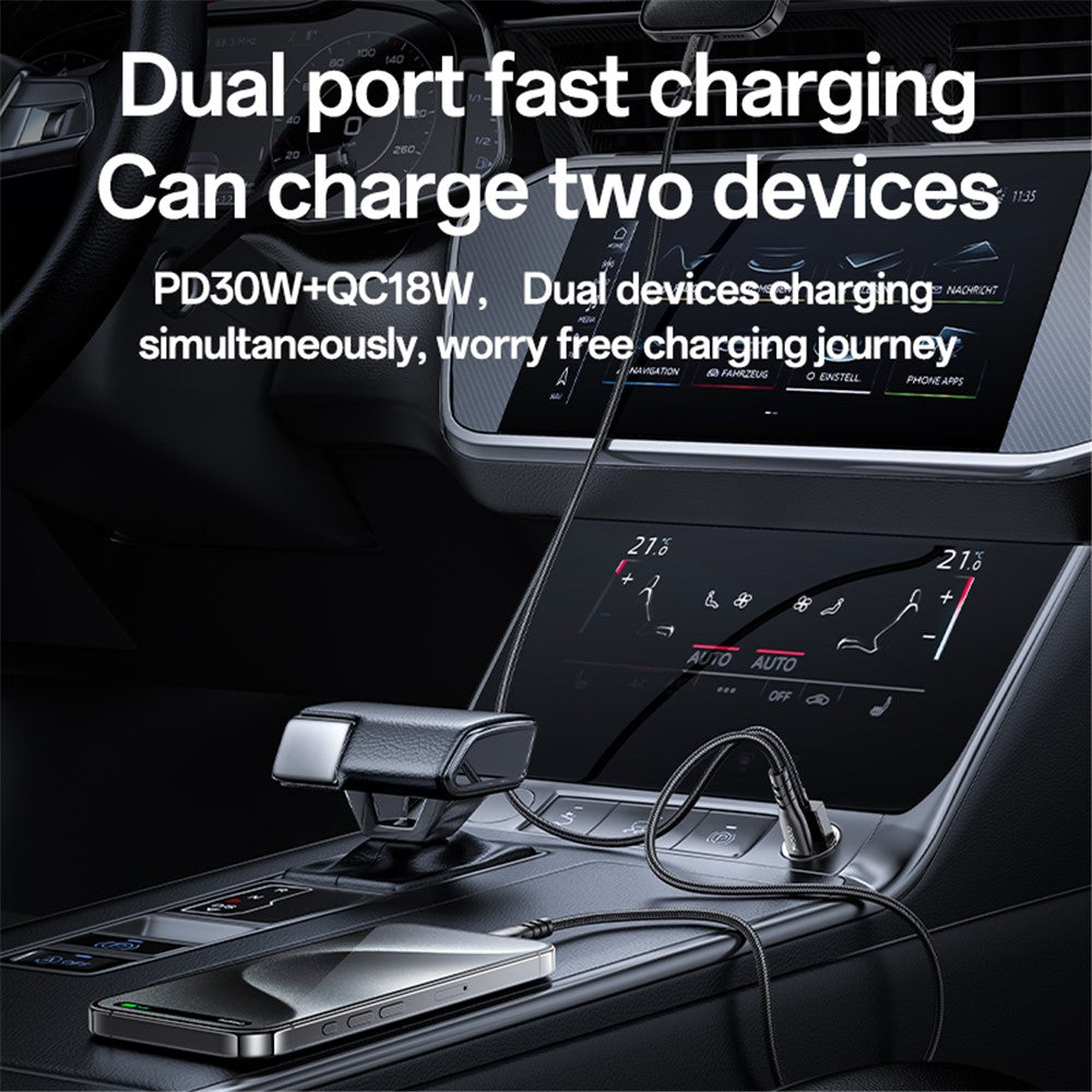 Auto-Ladegerät Yesido Y68, 30W, 3A, 1 x USB-A - 1 x USB-C, Schwarz