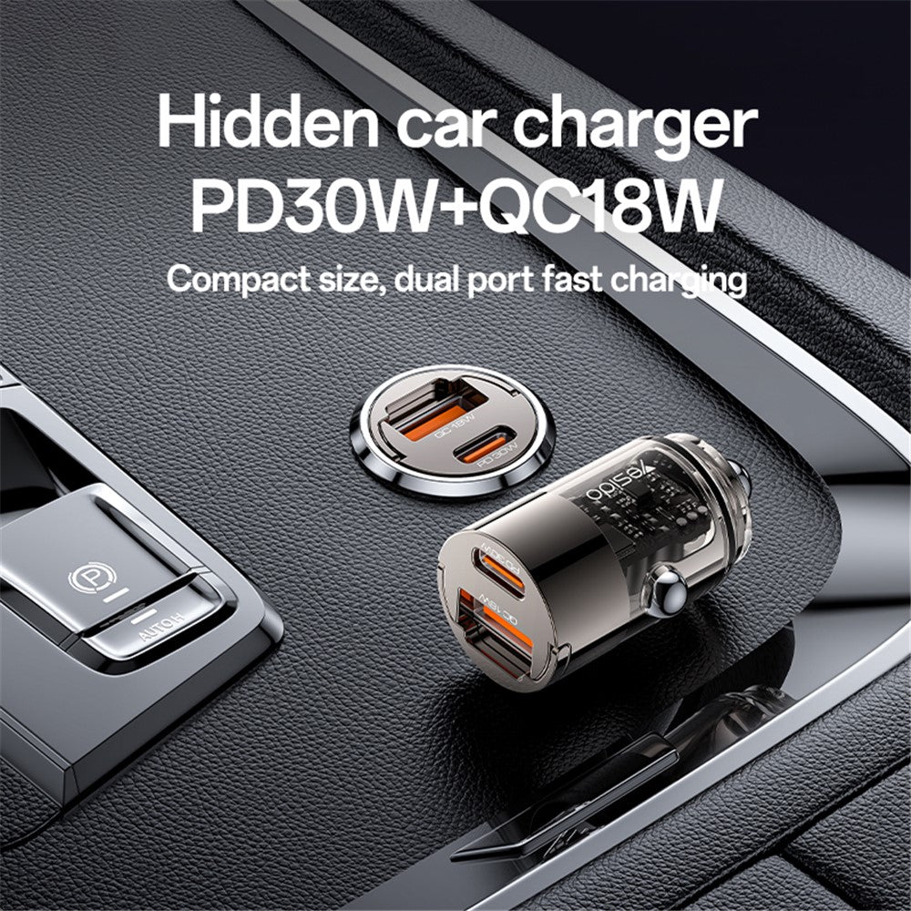 Auto-Ladegerät Yesido Y68, 30W, 3A, 1 x USB-A - 1 x USB-C, Schwarz