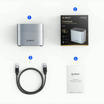 Chargeur de Batteries Orico EV8, AA, Gris