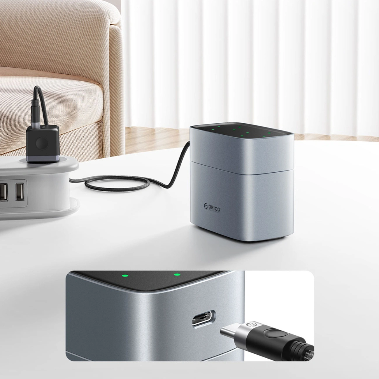 Chargeur de Batteries Orico EV8, AA, Gris