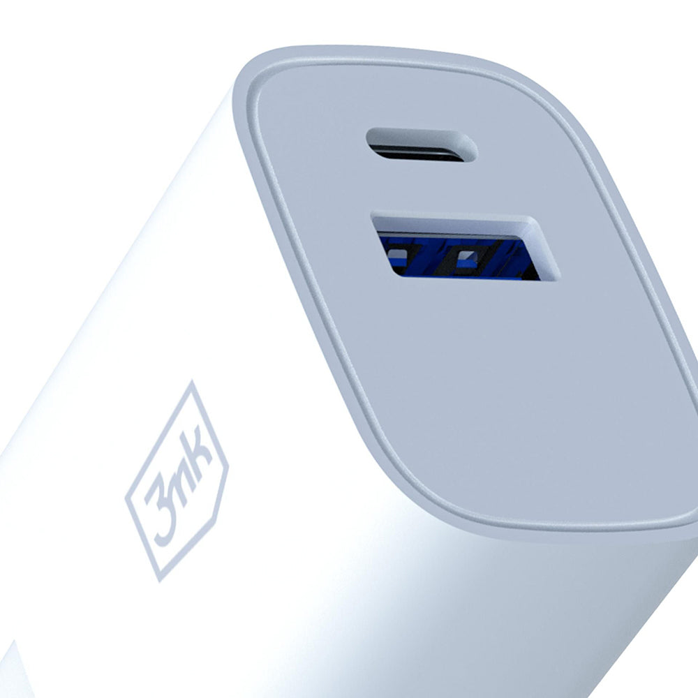 3MK FlowPower Netlader, 30W, 1 x USB-A - 1 x USB-C, Wit