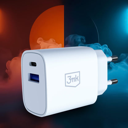 3MK FlowPower Netlader, 30W, 1 x USB-A - 1 x USB-C, Wit
