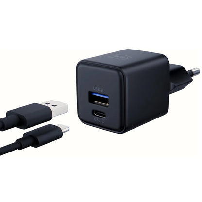 Chargeur Réseau 3MK Hyper, 20W, 3A, 1 x USB-A - 1 x USB-C, Noir