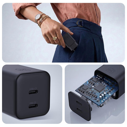 3MK Hyper Netlader, 45W, 2 x USB-C, Zwart