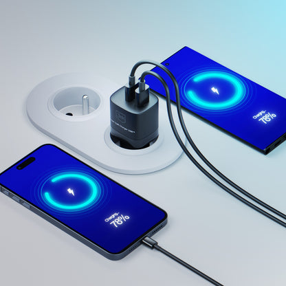 Netwerkoplader 3MK HyperCharger GaN, 33W, 3A, 1 x USB-A - 1 x USB-C, Zwart 