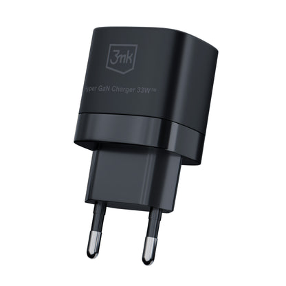 Netwerkoplader 3MK HyperCharger GaN, 33W, 3A, 1 x USB-A - 1 x USB-C, Zwart 